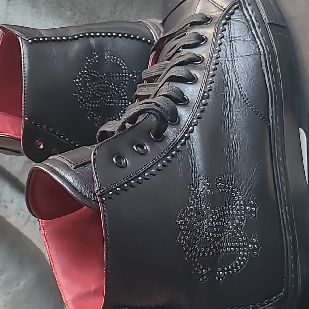 Roberto Cavalli Nero Leather Half Boot Mens 11.5 - Picture 5 of 12